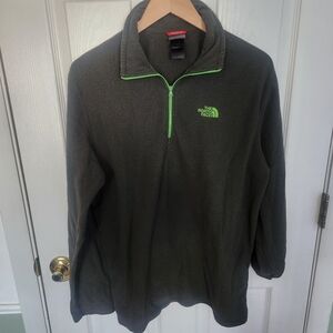 The North Face Olive Green With Neon Green Accents Quarter Zip Fleece Size Large